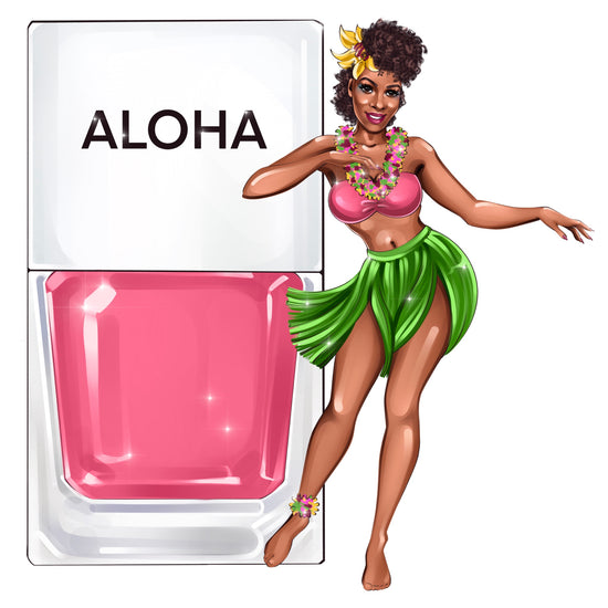 A True Nail Polish pinup for Aloha, a bright pink shade