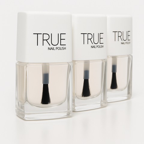 Base & Top Coats. Clear nail polish from True Nail Polish. Vegan, cruelty free, breathable, plant based and nontoxic. 