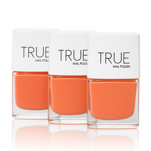 Orange nail polish from True Nail Polish. Vegan, cruelty free, breathable, plant based and nontoxic. 