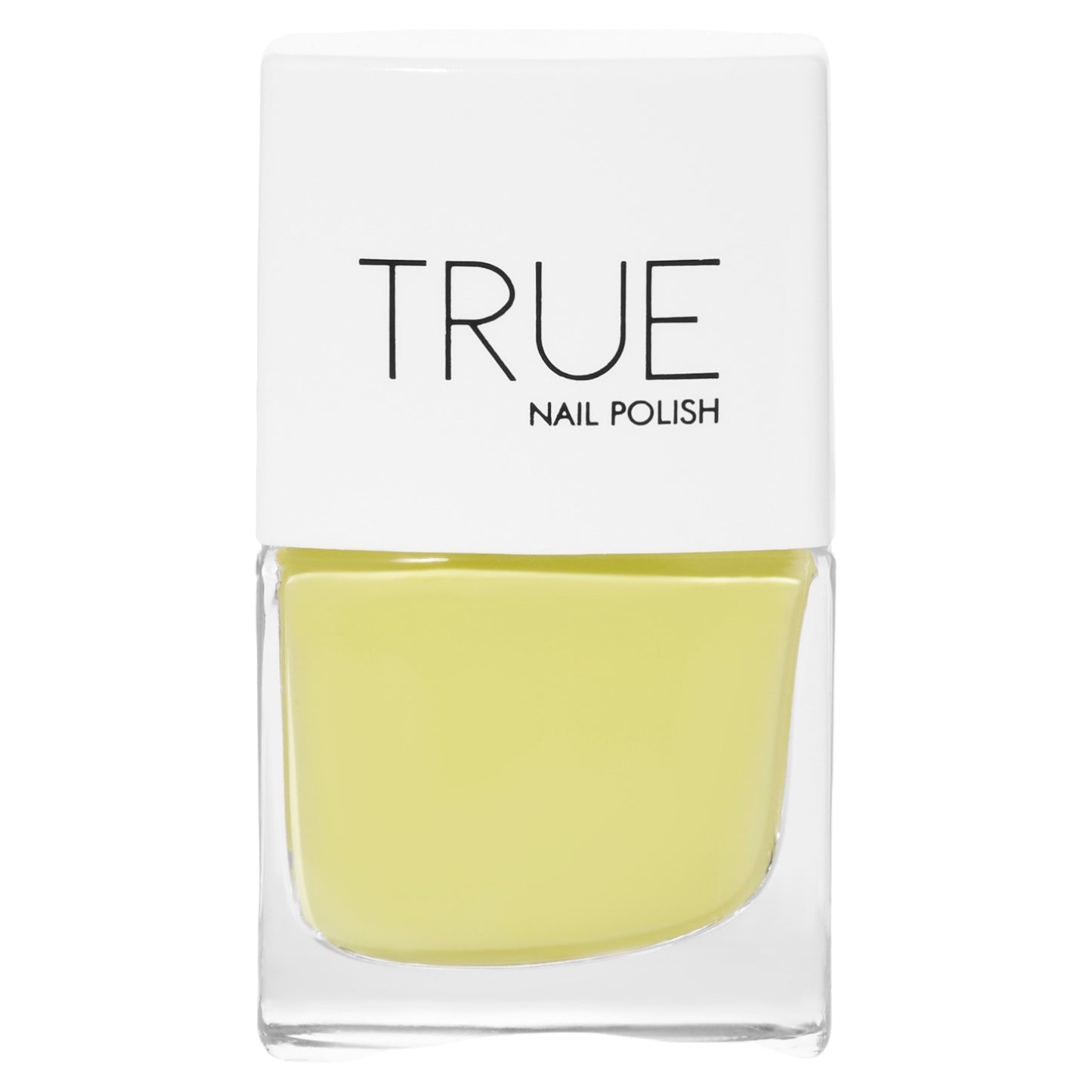 A bottle of Bikini, a bright yellow  from True Nail Polish