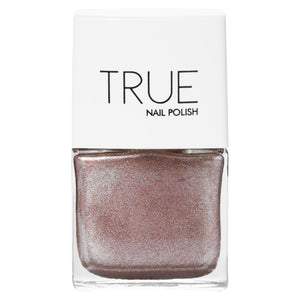 TRUE Nail Polish bottle in shimmering rose gold shade FANTASY – vegan, cruelty-free, quick-dry formula