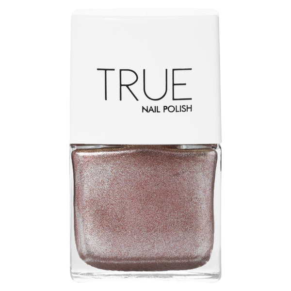 TRUE Nail Polish bottle in shimmering rose gold shade FANTASY – vegan, cruelty-free, quick-dry formula