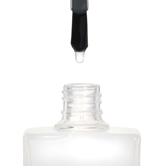 A bottle of High Gloss Top Coat, a clear shade from True Nail Polish that provides a matte finish 