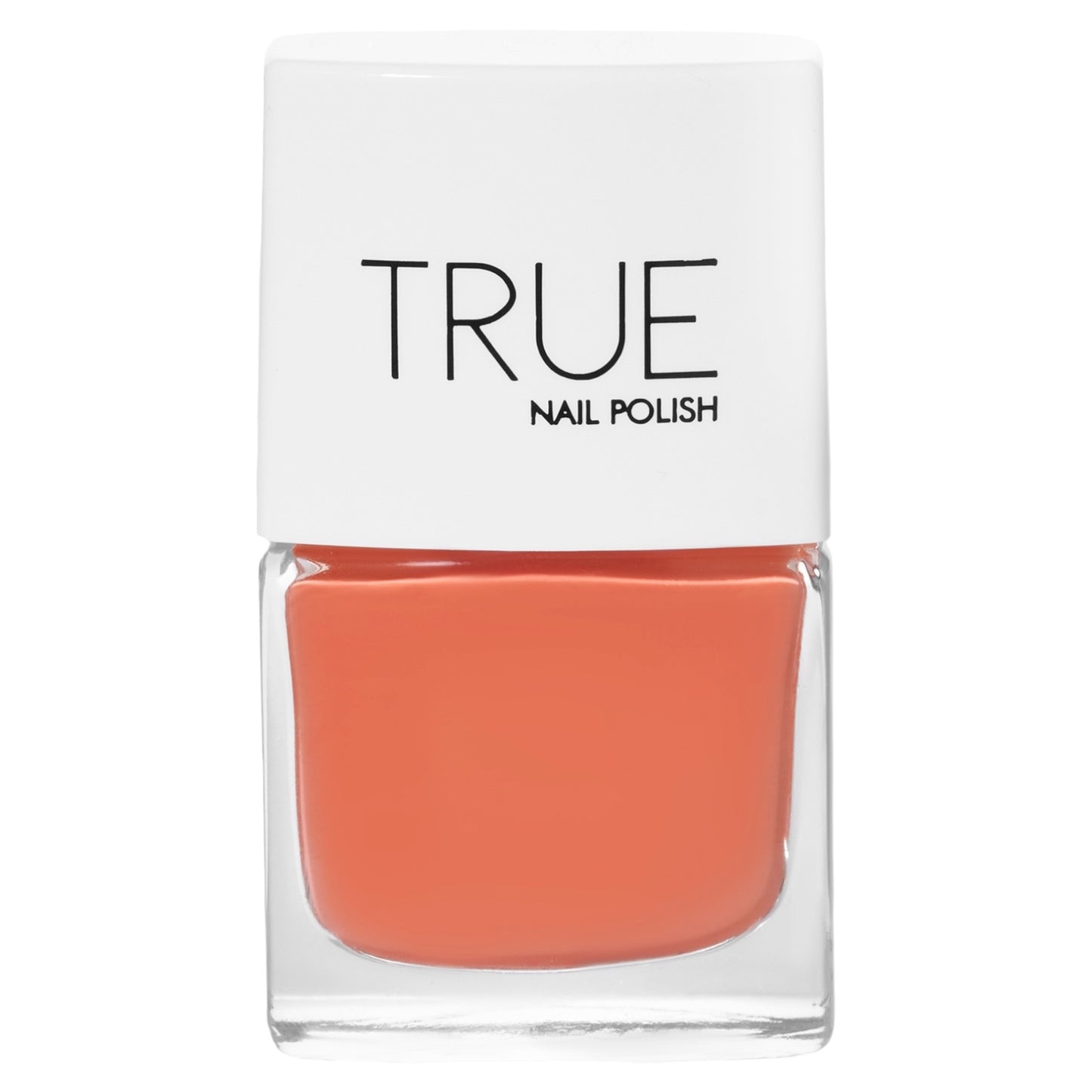 A bottle of Ibizan Sunset, an orange shade from True Nail Polish