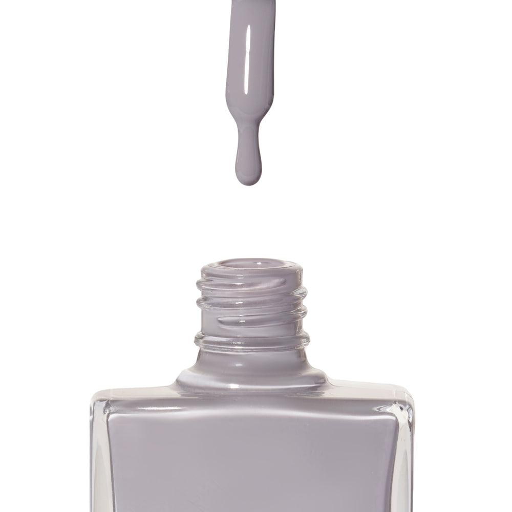 A bottle of Wisdom, a pale grey shade  from True Nail Polish