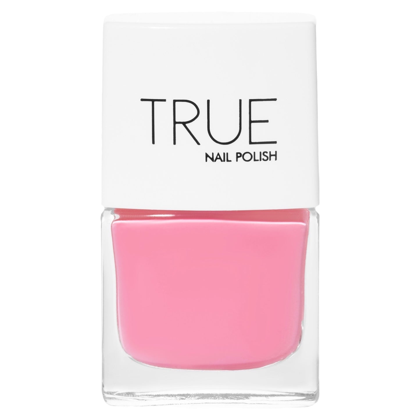 A bottle of Aloha, a bright pink shade from True Nail Polish