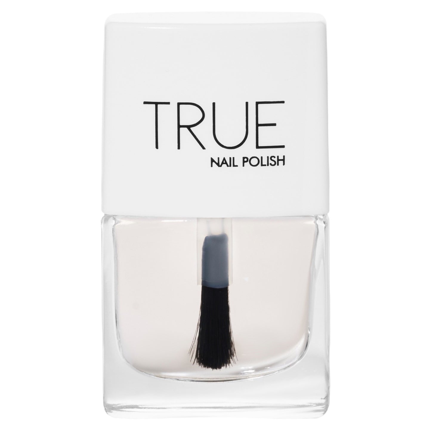 A bottle of High Gloss Top Coat, a clear shade from True Nail Polish that provides a high shine finish 