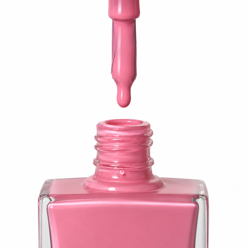Bottle of Aloha hot pink vegan nail polish by TRUE Nail Polish with a glossy gel-effect finish and long-lasting chip-resistant formula.