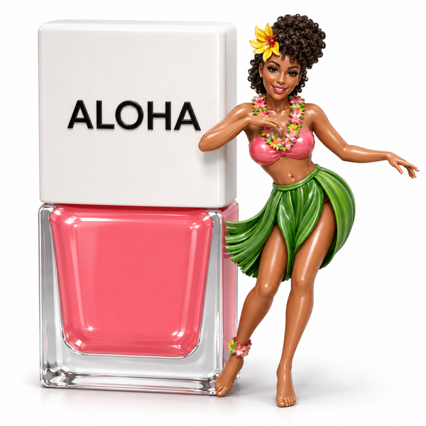 Aloha by TRUE Nail Polish, a vibrant hot pink vegan nail polish with brilliant shine, long-lasting colour and a professional salon-quality finish. true nail polish pin-up