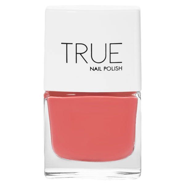 A bottle of Devotion, a coral shade from True Nail Polish