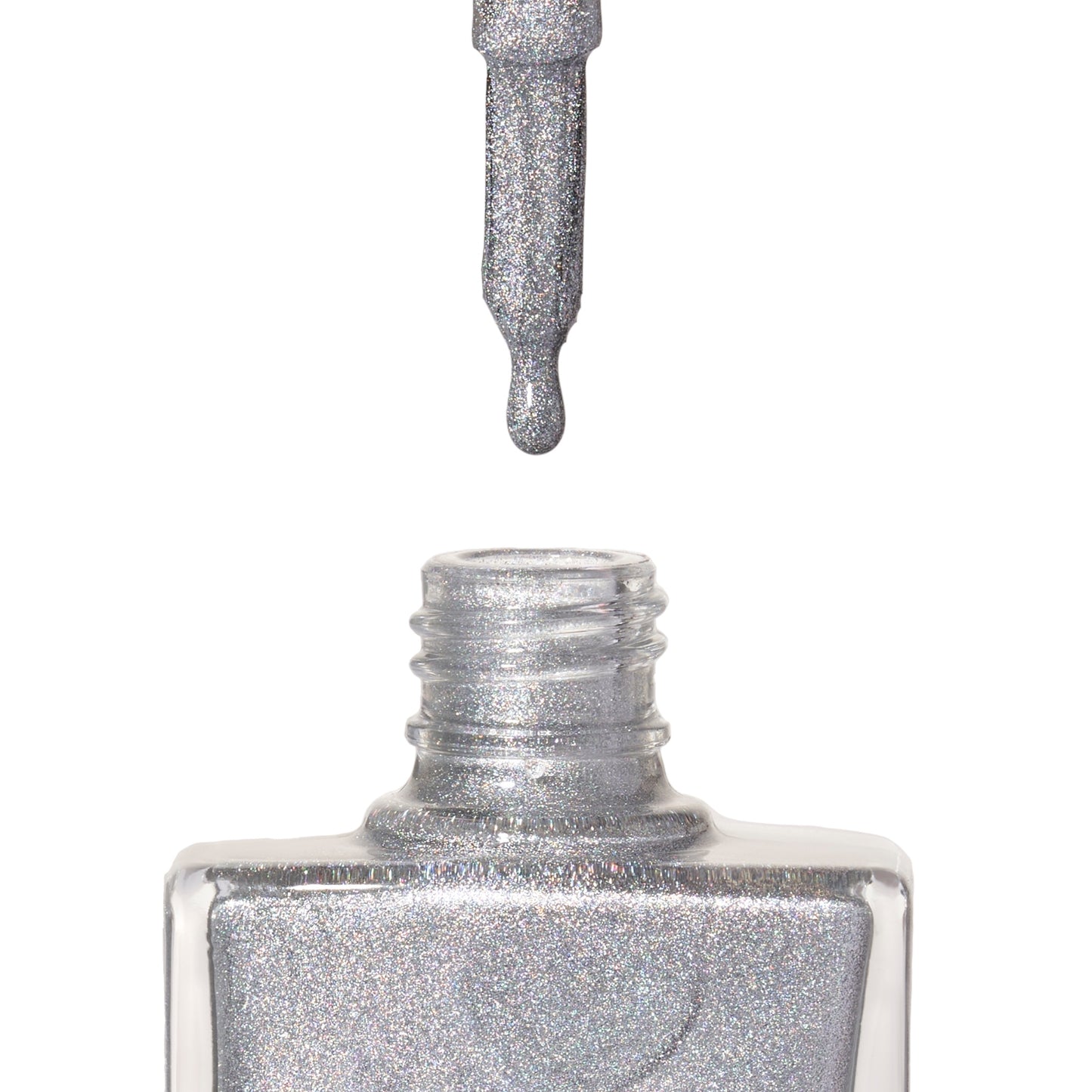 A bottle of Phenomenon, a silver holographic glitter shade from True Nail Polish