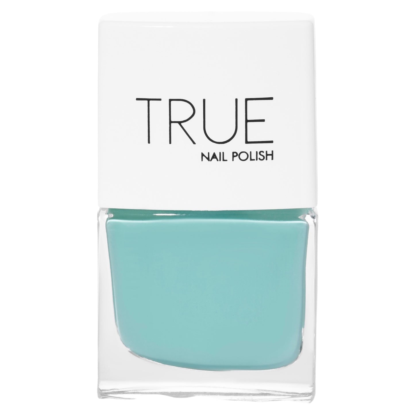 A bottle of Beach Club, a pale blue shade from True Nail Polish