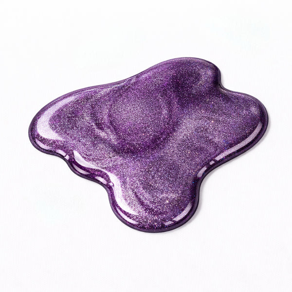 Nail swatch of Goddess showing rich purple glitter with dazzling multi-dimensional sparkle and a glossy gel-like finish.