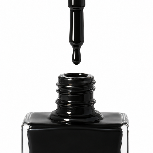 Classic jet black nail polish by TRUE Nail Polish featuring a vegan, cruelty-free, quick-drying formula with brilliant salon-quality shine.