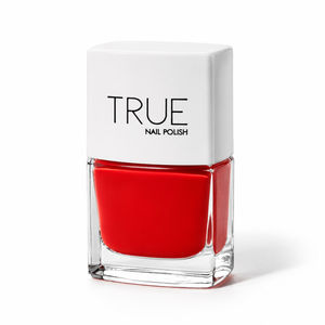 Bottle of Lipstick On Your Collar classic red vegan nail polish by TRUE Nail Polish with a glossy gel-effect finish and long-lasting chip-resistant formula.