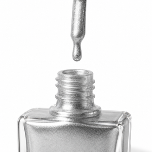 Reflective silver glitter nail polish by TRUE Nail Polish featuring a vegan, cruelty-free, quick-drying formula with brilliant salon-quality shine.