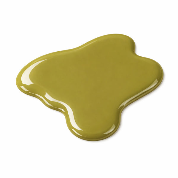 Nail swatch of Outlaw showing rich khaki green colour with a glossy gel-like shine and smooth full-coverage finish.
