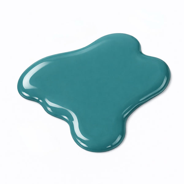 Nail swatch of Rock Pool showing rich deep teal colour with glossy gel-like shine and full coverage for elegant manicures.