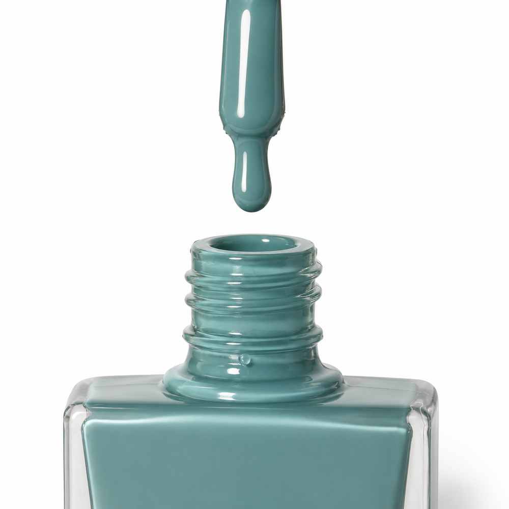 Bottle of Rock Pool deep teal vegan nail polish by TRUE Nail Polish with a glossy gel-effect finish, long-lasting chip-resistant formula and salon-quality shine.