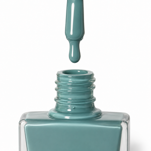 Deep teal gel-effect nail polish in Rock Pool by TRUE Nail Polish featuring a vegan, cruelty-free, quick-drying formula with high-gloss professional finish.