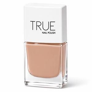 Bottle of Sentimental soft nude vegan nail polish by TRUE Nail Polish with a glossy gel-effect finish and long-lasting chip-resistant formula.