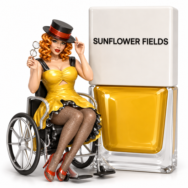 Sunflower Fields by TRUE Nail Polish, a vibrant sunflower yellow vegan nail polish with long-lasting colour, brilliant shine and a professional salon-quality finish. true nail polish pin-up
